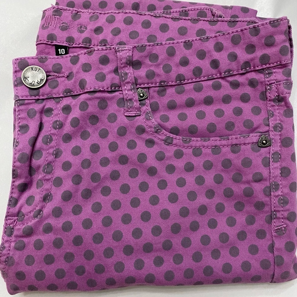 Kut from the Kloth Purple Polka Dot Skinny Jeans